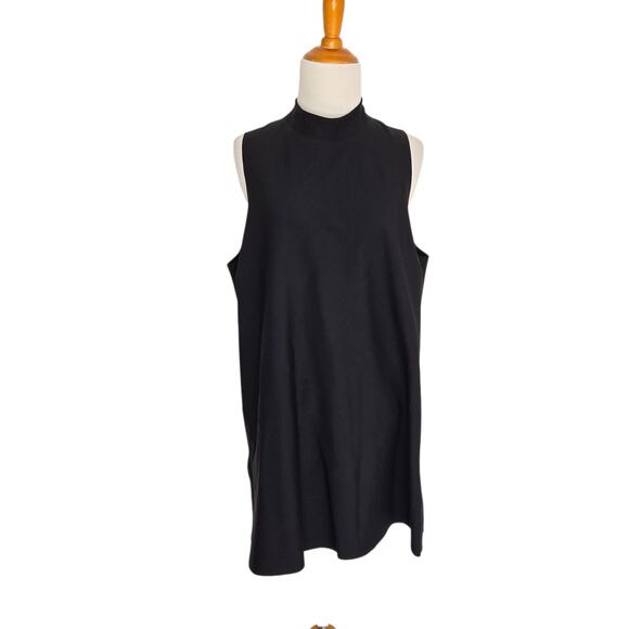 Athleta Interstellar Bike Tunic Top Mock Neck Zip Hem Relaxed Black Women Large - Picture 2 of 13